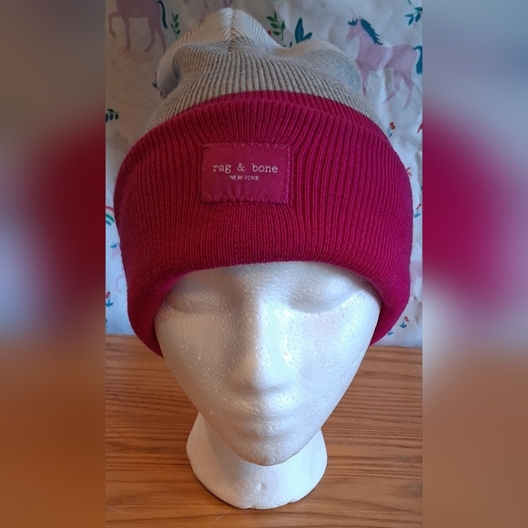 rag & bone Accessories - EUC Rag & Bone Addison Pink & Grey 2 Tone Merino Wool Casual Preppy Beanie Hat